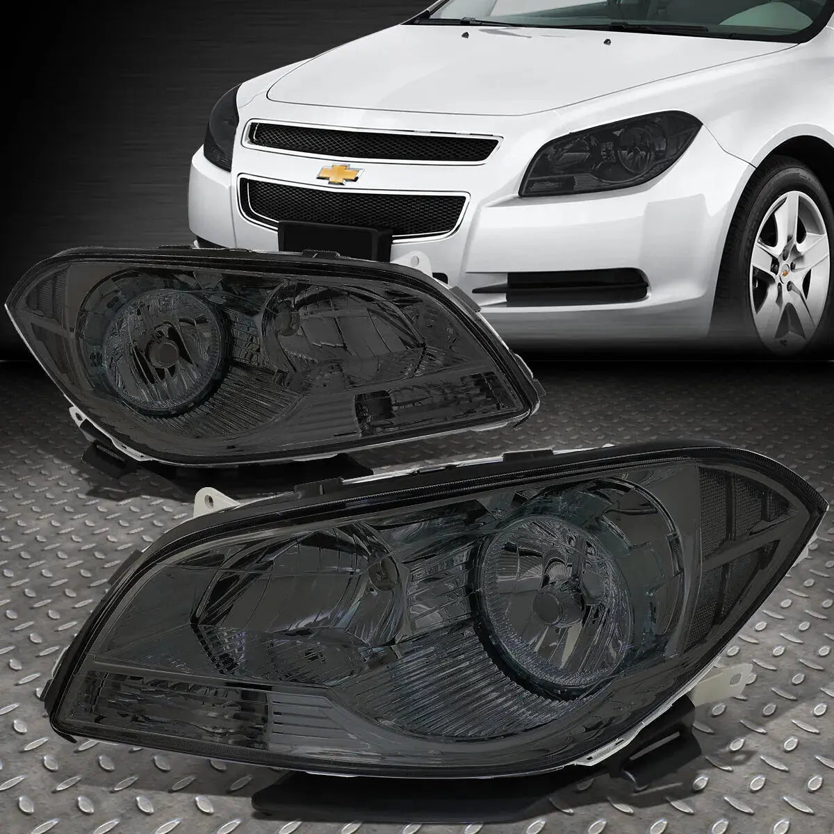08-12 Chevy Malibu Smoked Housing Clear Corner Headlight Replacement Lamps, image size:1200x1200