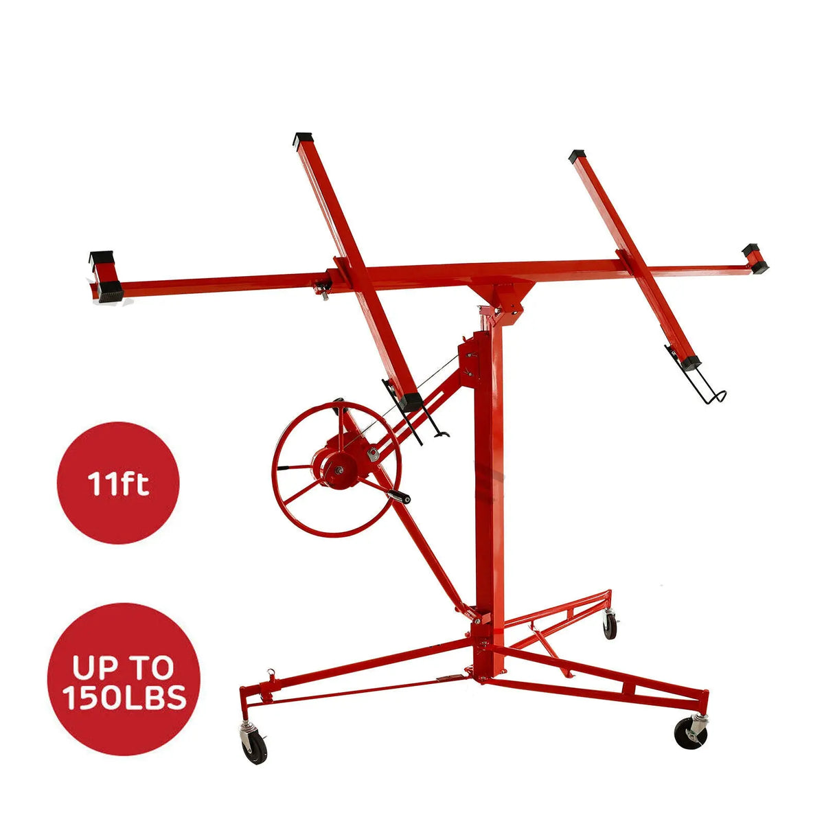 11'Ft Heavy Duty Drywall Lift 150Lb Sheetrock Hoist Holder Rolling Whe