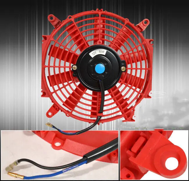 12" Red Motor Engine Radiator Cooling Electric Pull Push Fan + Zip Tie