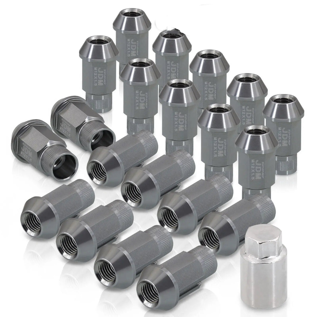 12Mmx1.5Mm Gunmetal Extended Lug Nuts 20Pcs Set + Adapter For