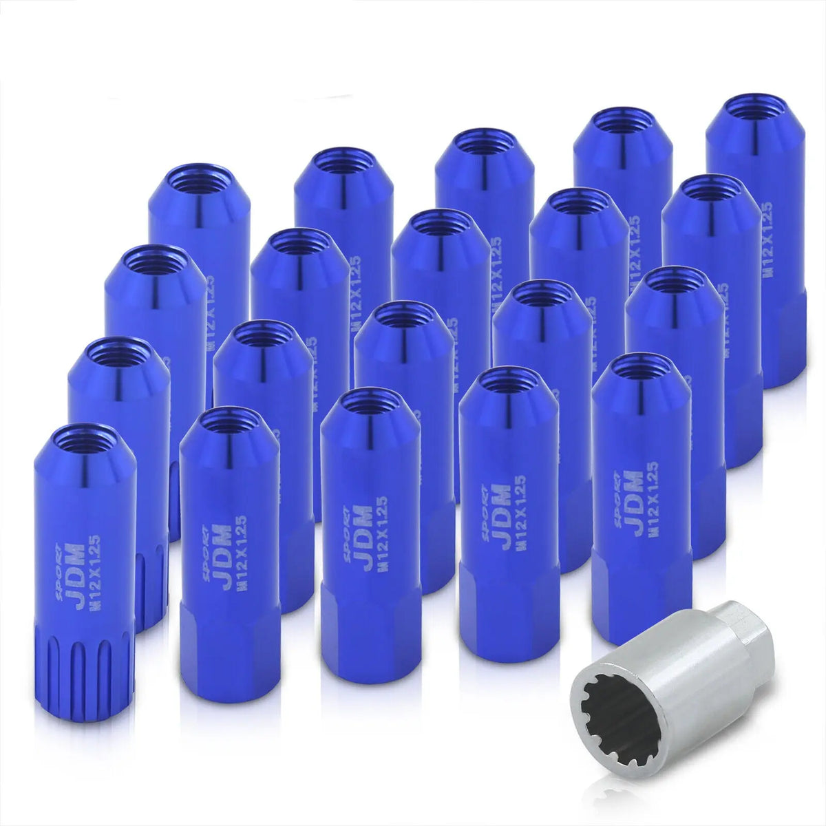 12Mmx1.25Mm Locking Lug Nuts Truck Suv Exterior 20 Pieces Wheels Blue