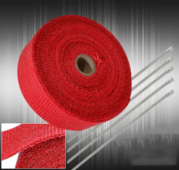 360"/30Ft High Temp Pipe Turbo Heat Wrap Manifold Header Jdm Red