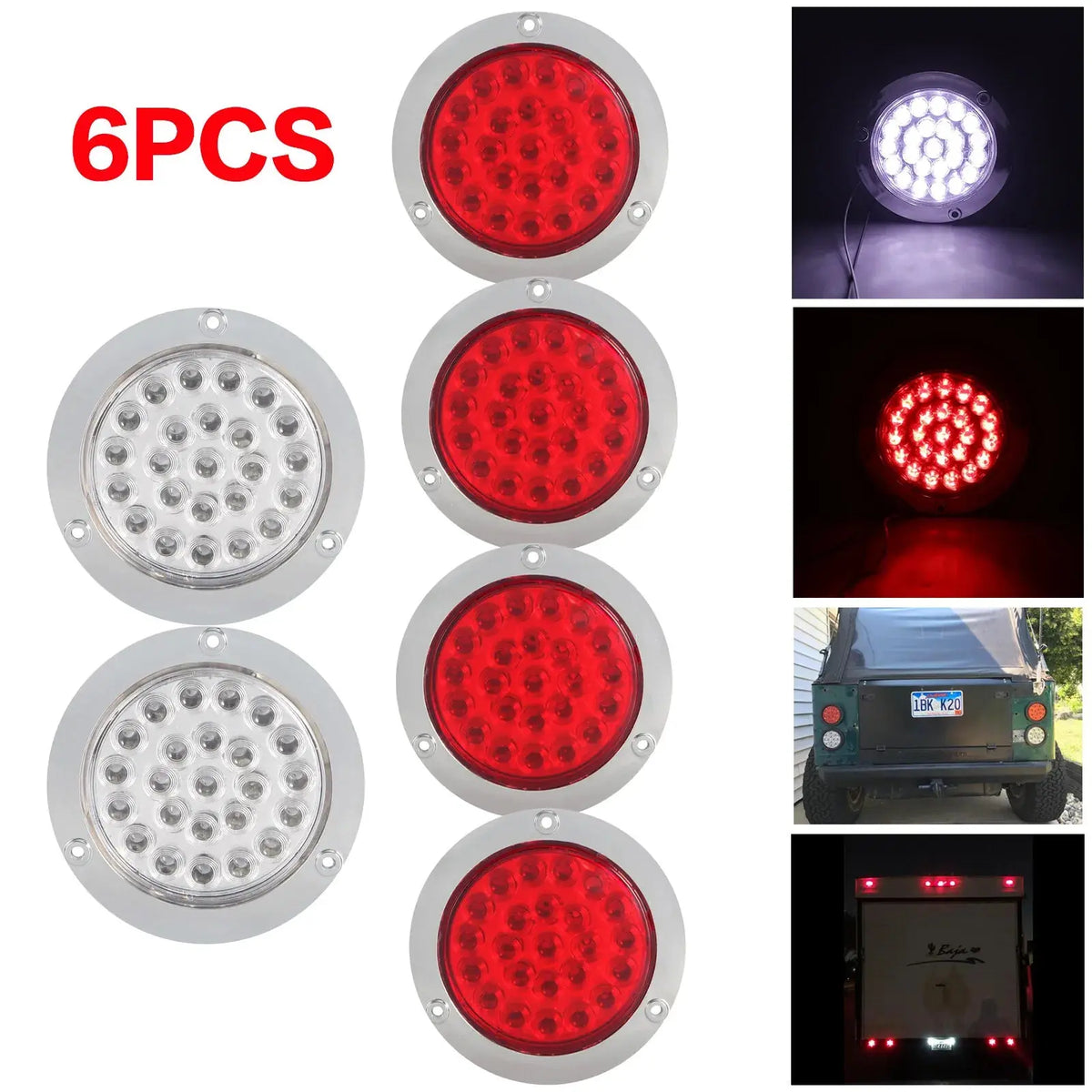 4" 24 Led Stop Turn Tail Backup Reverse Lights For Kenworth Peterbilt
