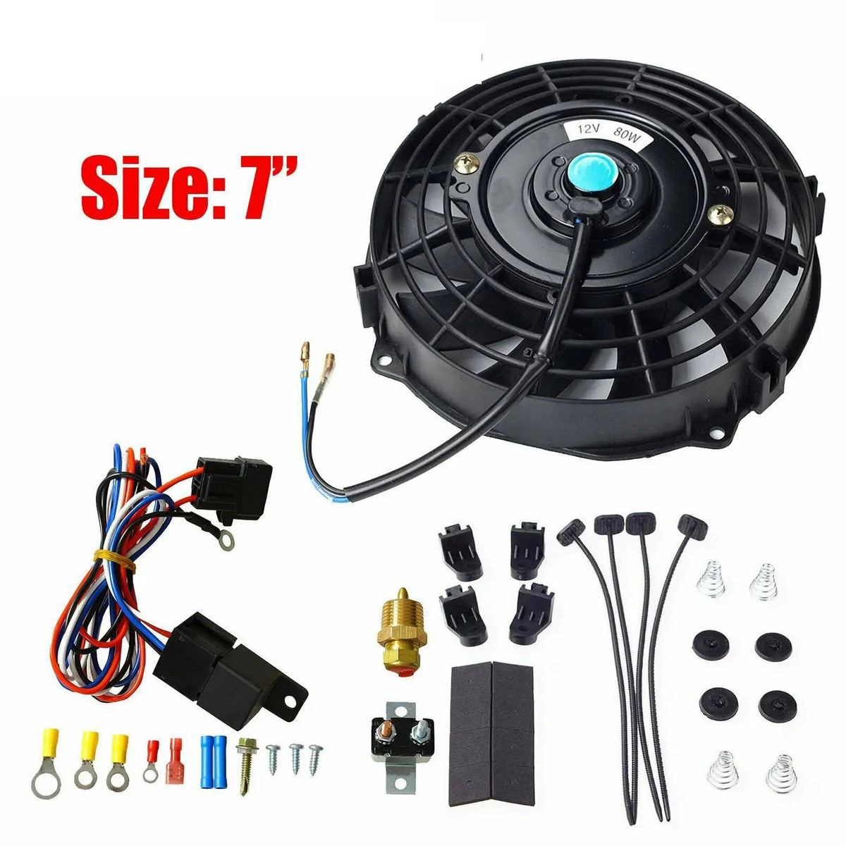 12V Cooling Fan Wiring Relay Thermostat Kit 185 On 175 Off Universal 12V Electric Fan Kit With Thermostat – Fits Tons Of Engines, Turns On At 185°F! Electric Fan Thermostat Switch - Foto 2