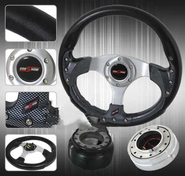 9295 Civic 320Mm Steering Wheel + Detachable Quick Release + Hub