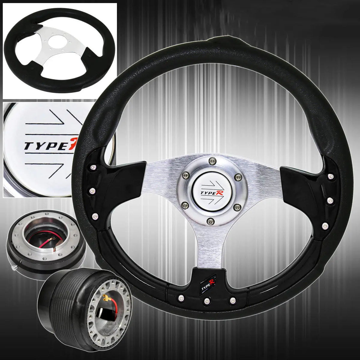 For 8489 Ae86 320Mm Black Fusion Style Steering Wheel + Black Quick