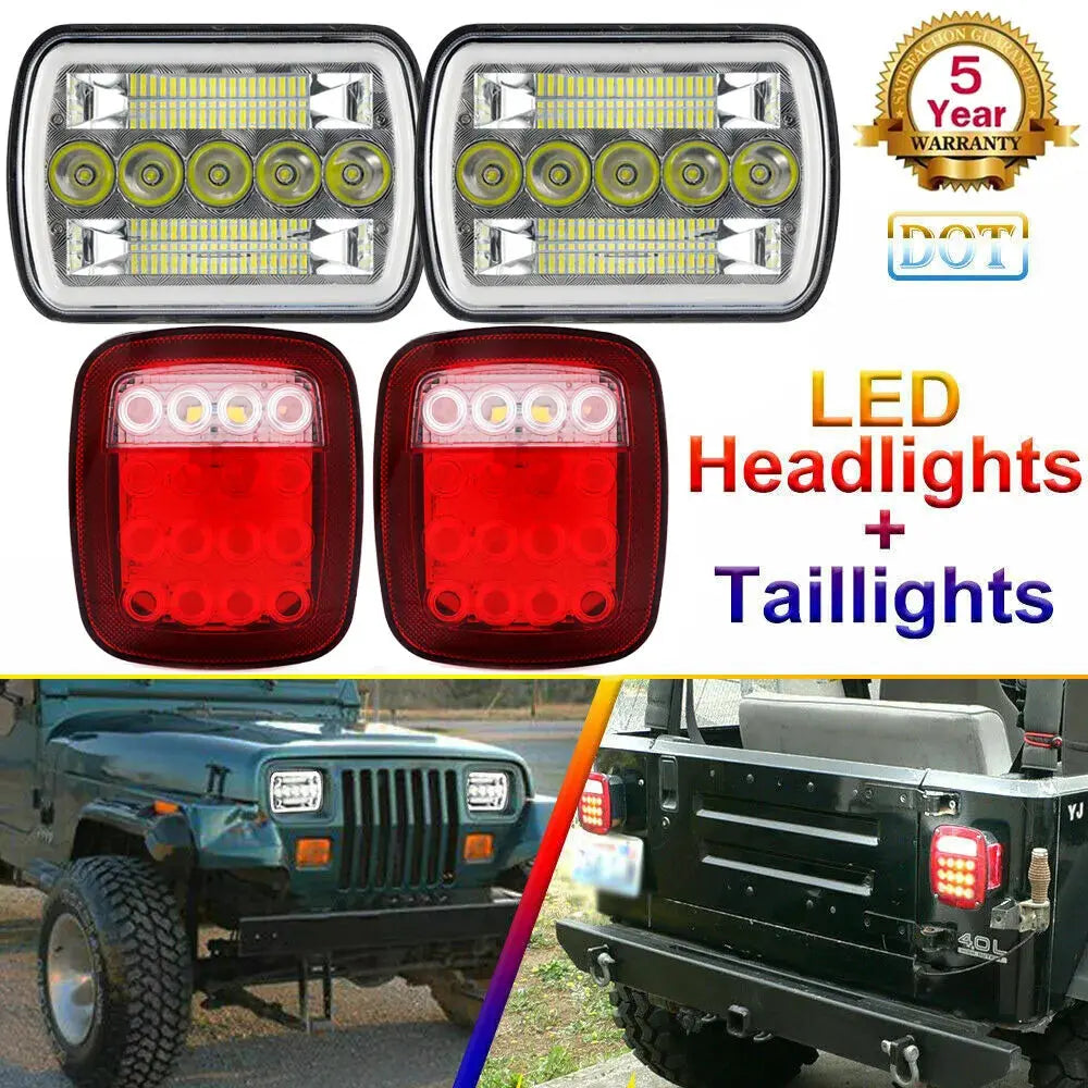 For Jeep Wrangler Yj 19871995 Led Headlights Taillights Brake Lights