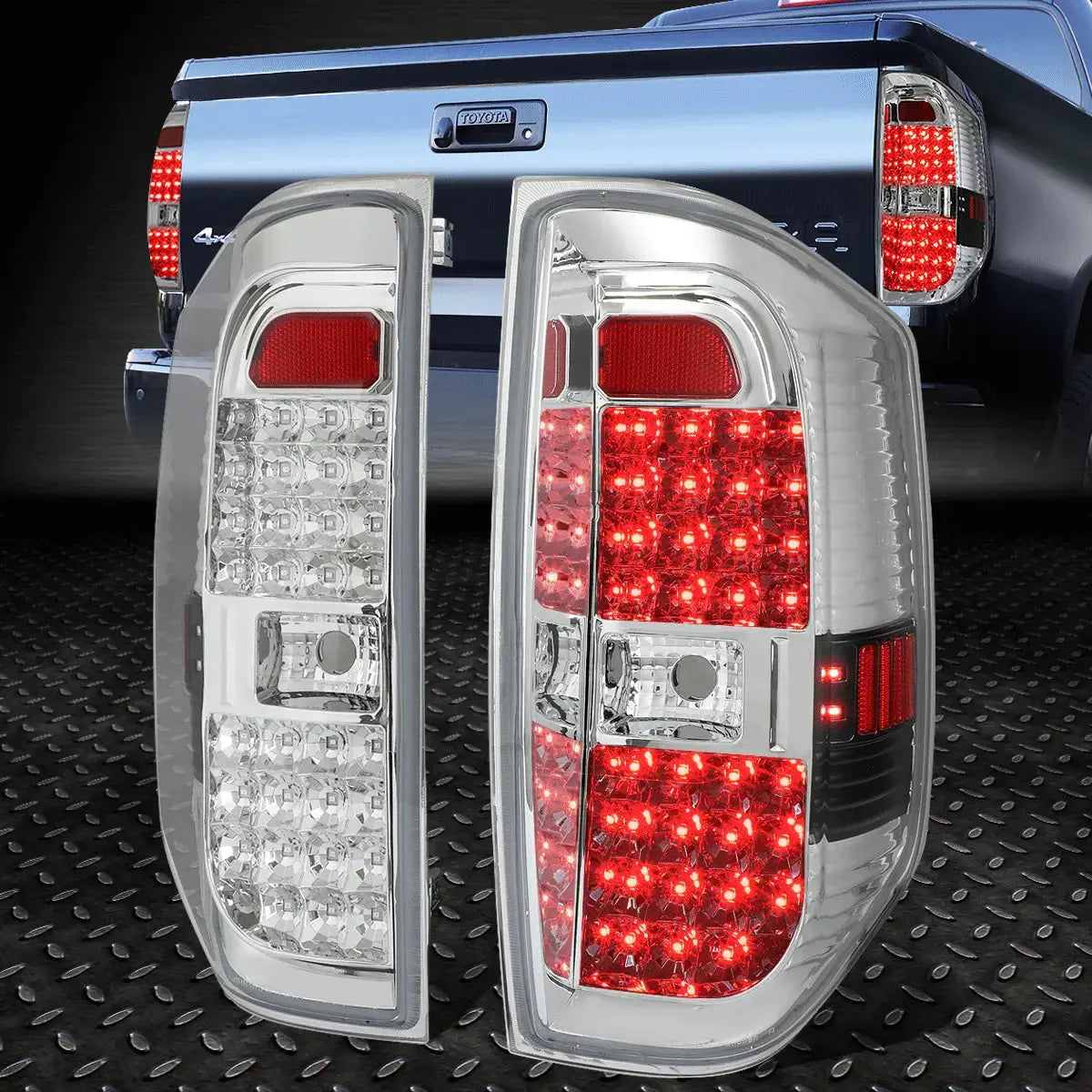 [Full Led]1418 Toyota Tundra Chrome Housing Tail Light Brake Parking