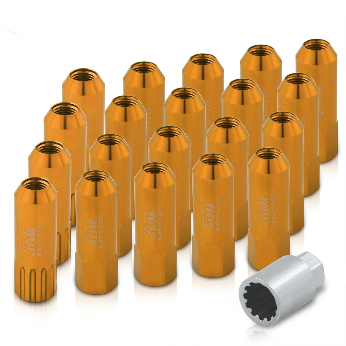Universal M12X1.25Mm Locking Lug Nuts Sport Heavy Duty Aluminum Set Gold Dynamic Performance