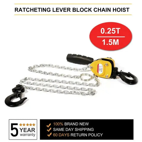 0.25 Ton Lever Block Chain Hoist 1.5M 5ft Chain Hoist Ratchet Lever Hoist ECCPP