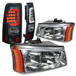 03-07 Silverado Chrome Crystal Headlight+Corner+Smoked 3D Led Bar Tail Lamp DNA MOTORING