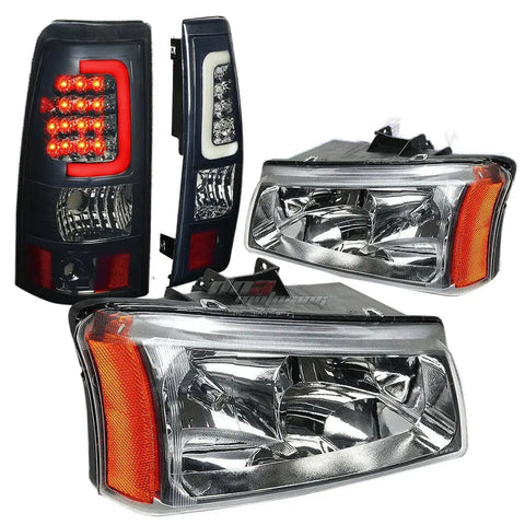 03-07 Silverado Chrome Crystal Headlight+Corner+Smoked 3D Led Bar Tail Lamp DNA MOTORING