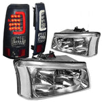 03-07 Silverado Chrome+Clear Corner Headlight+Smoked 3D Led Bar Tail Lamp DNA MOTORING