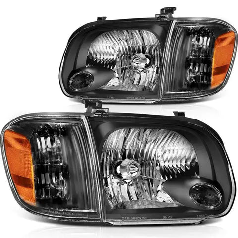 2005-2007 Toyota Sequoia/05-06 Tundra Headlights Assembly Driver and Passenger Side Black Housing ECCPP