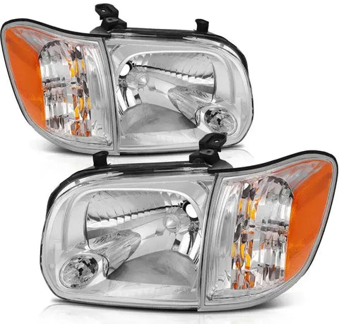 2005-2006 Toyota Tundra/05-07 Sequoia Headlight Assembly Driver and Passenger Side Chrome Housing ECCPP