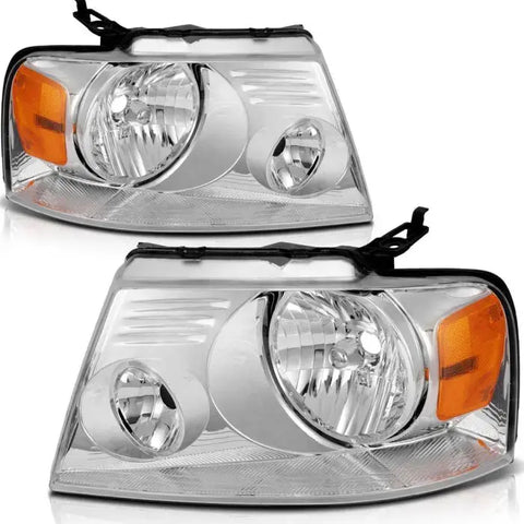 2004-2008 Ford F-150/06-08 Lincoln Mark LT Headlight Assembly Driver and Passenger Side Chrome Housing ECCPP