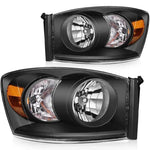 2006-2008 Dodge Ram 1500/06-09 Ram 2500 3500 Headlight Assembly Driver and Passenger Side Black Housing ECCPP