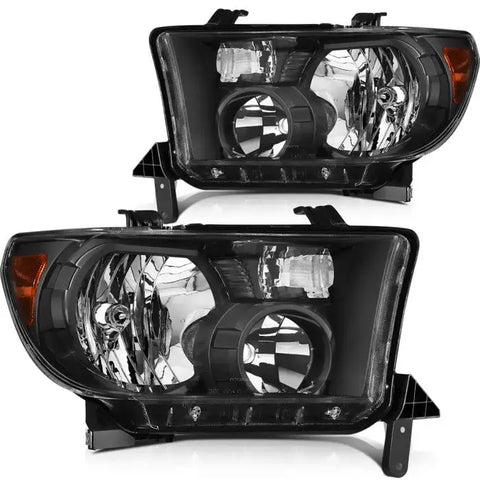 2008-2017 Toyota Sequoia/07-13 Tundra Headlights Assembly Driver and Passenger Side Black Housing ECCPP