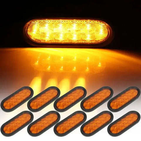 10x 6" 21 led yellow Rubber For pickup Peterbilt high bright turn tail lights ECCPP