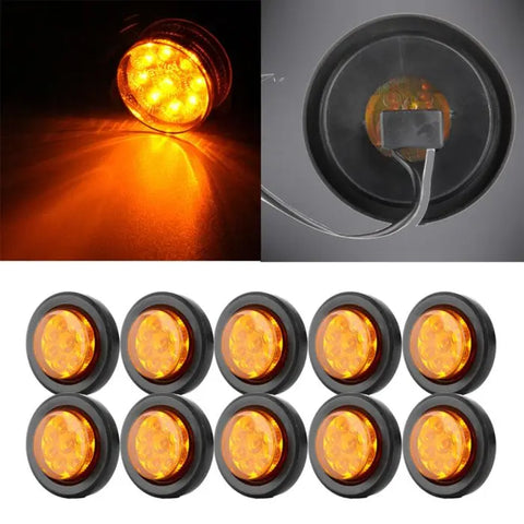 10x Round 2 inch Amber Side Marker 9 Led tail Light Trailer truck universal ECCPP