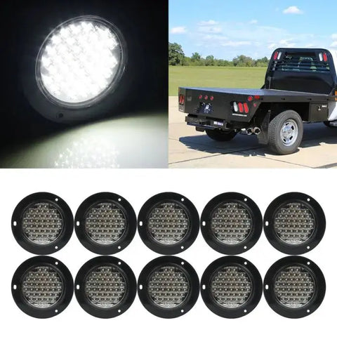 10x new 5.6" 40 led white lights 3 holes round tail light for any 12v vehicles ECCPP