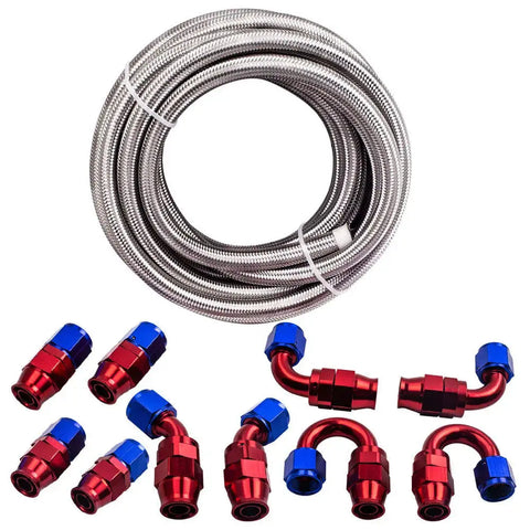 12.7 mm Stainless Steel Fuel Hose 20ft With 10 Fittings Kit Universall MAXPEEDINGRODS UK
