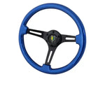 13.5" Blue Wood Black Steering Wheel Light Weight Jdm Leaf Logo Badge Button AJP DIST