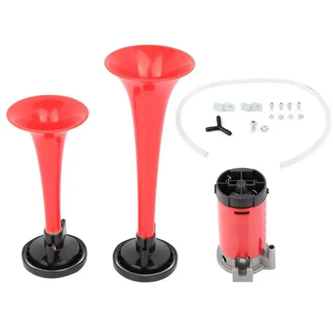 130db Loud Red Dual Trumpet Air Horn with Compressor Kit For Car Motorcycle Boat ECCPP