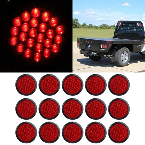 15X Red 4 Inch Round 24 LED Truck Trailer Tail Light Turn car pickup side marker ECCPP