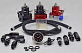 Adjustable Aero EFI Fuel Pressure Regulator Kit W/ 160PSI Oil Gauge AN-6 Hoses JackSpania Racing