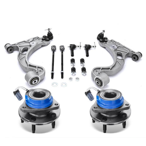 10x Front Wheel Hub Bearing Control Arm Sway Bar Tie Rod Kit for Buick Cadillac