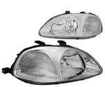 1996-1998 Honda Civic Ek Ej Em Chrome Housing Clear Corner Headlight Lamps DNA MOTORING