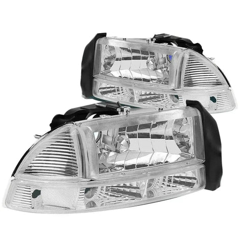 1997-2004 Dodge Dakota Durango Oe Style Headlight Bumper Lamp Chrome Housing DNA MOTORING