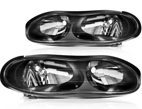 1998-2002 Chevy Camaro Headlights Assembly Driver and Passenger Side Black Housing ECCPP