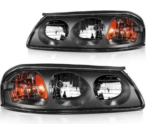 2000-2005 Chevrolet Impala Headlights Assembly Driver and Passenger Side Black Housing ECCPP