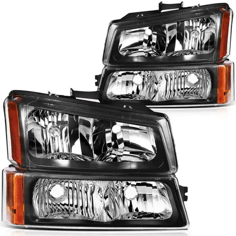 2003-2006 Chevy Avalanche 1500 2500 Headlight Assembly Driver and Passenger Side Black Housing ECCPP