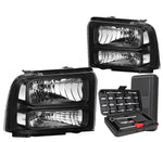2005-2007 Ford F250 F350 Super Duty Crystal Headlight Head Lamp+Tools Black DNA MOTORING