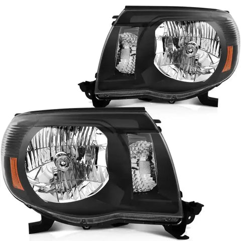 2005-2011 Toyota Tacoma Headlights Assembly Driver and Passenger Side Black Housing ECCPP