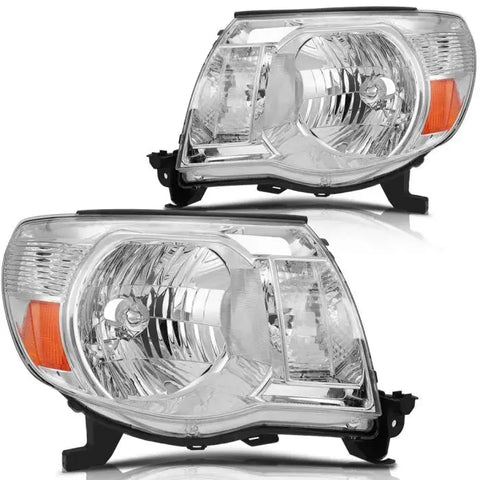 2005-2011 Toyota Tacoma Headlights Assembly Driver and Passenger Side Chrome Housing ECCPP