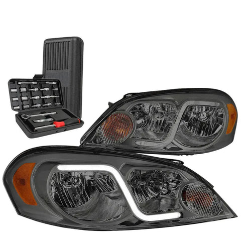 2006-2016 Chevy Impala Limited Smoked Amber Side Led Drl Headlights+Tools DNA MOTORING
