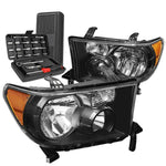 2007-2013 Toyota Sequoia Tundra Oe Style Headlight Lamps+Tools Black Amber DNA MOTORING
