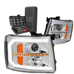 2007-2014 Silverado Sequential Chrome Amber Side Projector Headlights+Tools DNA MOTORING