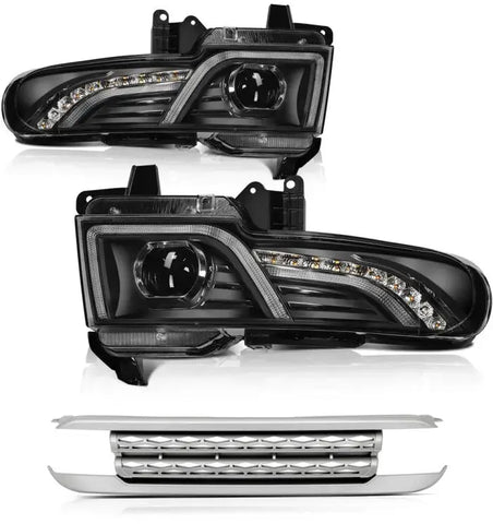 2007-2014 Toyota FJ Cruiser Headlights Halo Projector with Grille Front lamp ECCPP