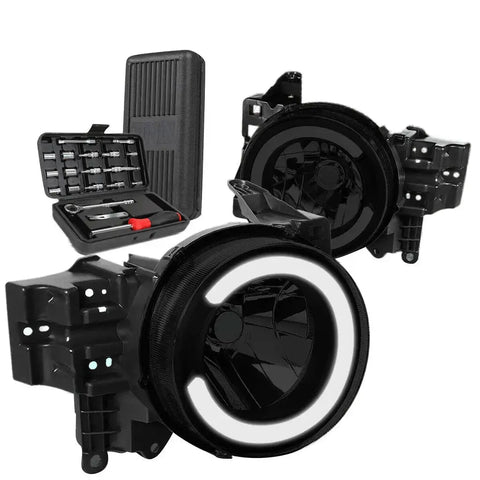 2007-2014 Toyota Fj Cruiser Led Drl C-Bar Tinted Housing Headlights+Tools DNA MOTORING