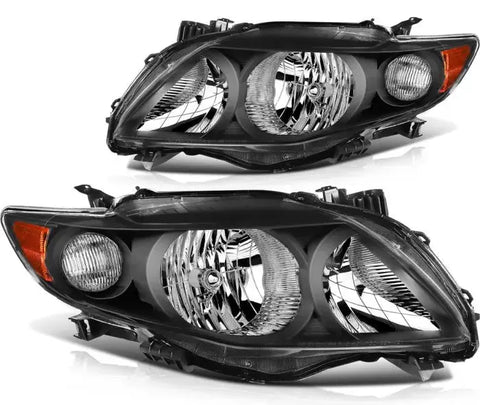 2009-2010 Toyota Corolla Headlights Assembly Driver and Passenger Side Black Housing ECCPP