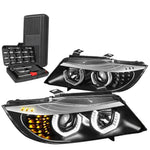 2009-2012 Bmw 3-Series 3D Led U-Halo 4-Door Projector Headlights+Tools Gray DNA MOTORING
