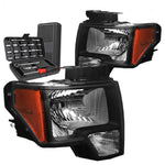 2009-2014 Ford F-150 Euro Black Amber Side Headlight Lamps Oe Style+Tools DNA MOTORING