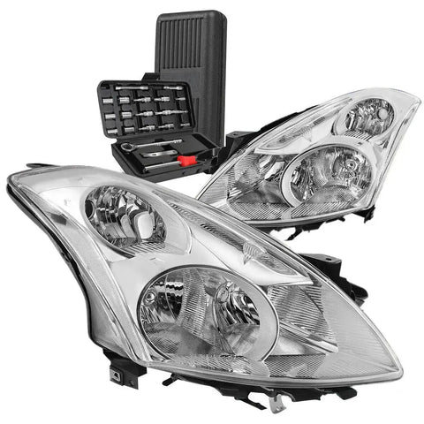 2010-2012 Nissan Altima 4-Door Chrome Housing Clear Side Headlights+Tools DNA MOTORING