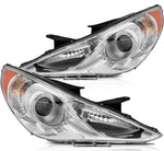 2011-2014 Hyundai Sonata Headlights Assembly Driver and Passenger Side Chrome Housing ECCPP