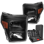 2011-2016 Ford Super Duty F250 Black Amber Signal Headlight Head Lamp+Tools DNA MOTORING